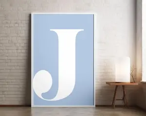 Personalised Initial Letter Print, Checkerboard Modern poster, Preppy Room Initial Wall Art, Boys & Girls Bedroom Nursery Decor, New Baby Gift, Unframed