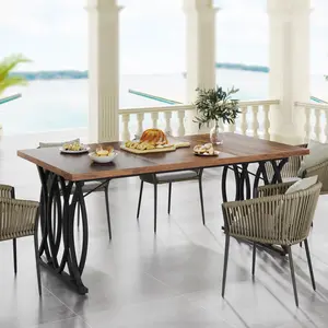 Tribesigns Modern Dining Table for 4-6 People, 63" Large Rectangular Kitchen Table with Faux Marble Tabletop and Gold Geometric Legs, Unique Dinner Table Kitchen & Dining Room Furniture