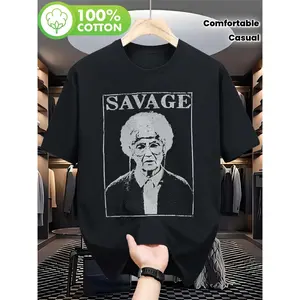 Black T-shirt with a barbaric pattern, unisex, featuring the blonde Sofia from the TV series - Humorous pop culture couple T-shirt - Comfortable crew neck shirt, suitable for casual wear, gym and everyday outfits - Easy-to-clean fun TV series apparel