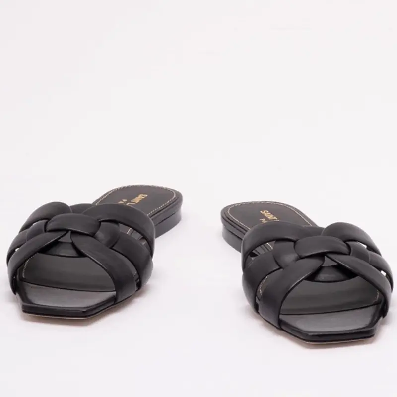 Saint Laurent Leather Tribute Sandals Black  Size 38