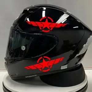 2-piece Fun Pentagram Motorcycle Helmet&Car Rearview Mirror Stickers - Durable and Waterproof PVC Material, Red and Black Design Enhances Visibility and Style, Motorcycle Stickers, Vehicle Decoration, Bold Contrastive Color Patterns