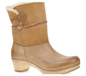 Dansko Lillith Honey Distressed Leather and Shearling Boot