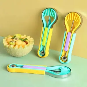 3-in-1 Multifunctional Fruit Tool Stainless Steel Watermelon Baller & Scoop Dual-Head Melon Carving Knife & Fruit Pulp Separator All-in-One Kitchen Gadget for Fruit Bowls, Desserts & Salad Prep Food-Safe & Easy to Clean -RR