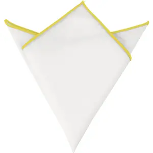 INSPIRE CHIC Cotton Handkerchiefs Color Contrast Trim Solid Color White Pocket Squares for Men