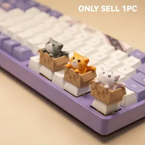 Cute Cat Design Mechanical Keyboard Capsules, Xda Cross Axis Replacement, DIY Computer Peripherals, Durable Abs Material, Fun Office Accessories