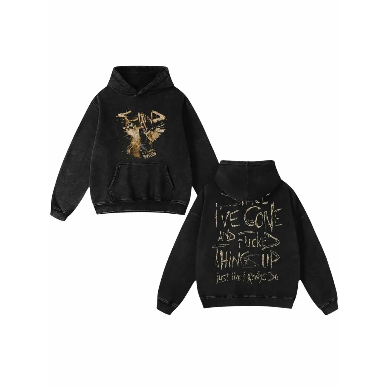 STAIND Band Hoodie Washed - Vintage Menswear Top Heavy Cotton Underwear Double Printed Unisex Alternative Metal Post-Grunge Hard Rock Graphic Y2K Streetwear Cotton T-Shirt, Washed Hoodie & Sweatshirt