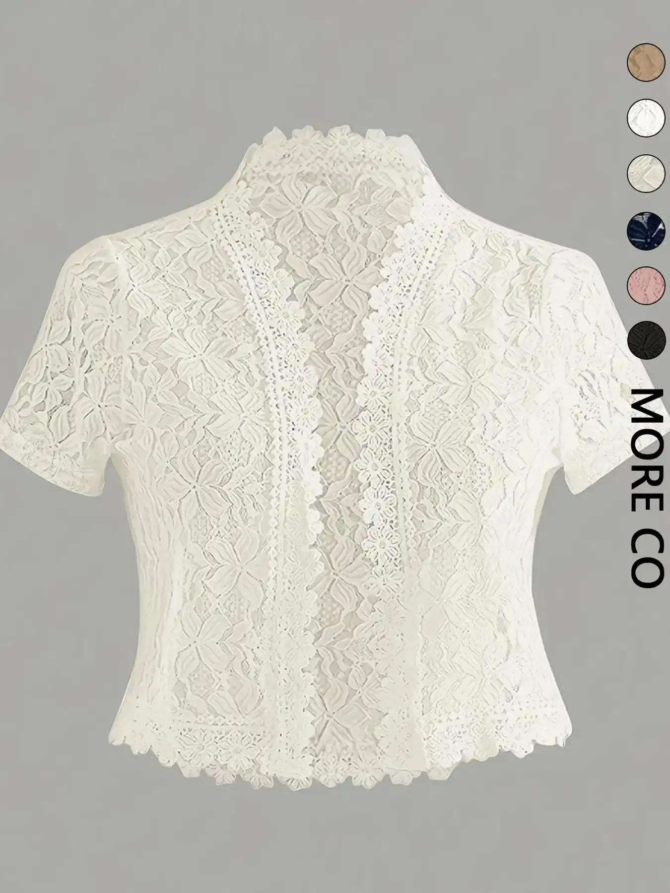 Summer Solid Color Lace Plant Patchwork Casual Open Front Short Jacket, Holiday Parties, Stylish and Comfortable Outerwear Tops trendy look go to piece easy care comfort fit timeless style