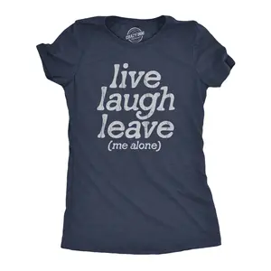 Womens Live Laugh Leave Me Alone T Shirt Funny Sarcastic Introverted Joke Tee for Ladies Funny Womens T Shirts Cute Vintage Fashion Casual Ladies T-Shirt Gift Funny Introvert Top Women's Novelty Tees Navy -
