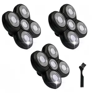 Replacement Blades 3 Pack for Head Shaver Kit, 5 Blades Shaver Replacement Heads for Head Shavers for Bald Men, 1 Cleaning Brush
