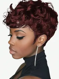 Short Curly Pixie Wig, Kinky Curly Wig, Synthetic Hair, Pre Cut Wig, Easy Wear Daily Use, Perfect for Casual & Cosplay Events