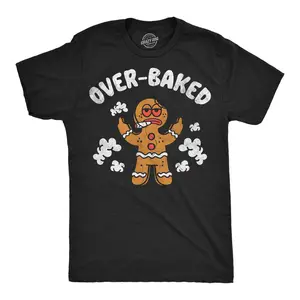 Mens Funny T Shirts Overbaked Sarcastic Christmas Graphic Novelty 420 Tee For Men Mens Funny T Shirts Cool Vintage Fashion T-Shirt Gift Classic Menswear Christmas Apparel for Men Funny 420 Short Sleeve Novelty Black -