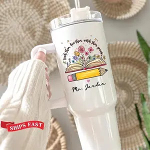 Custom Teacher Tumbler Personalized Teacher Tumbler with Handle Gifts for Teacher Appreciation Gift for Teacher Travel 40 oz Tumbler Cup