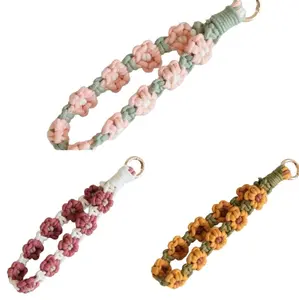 Flower Cotton String Knitting Bag Pendant Keychain