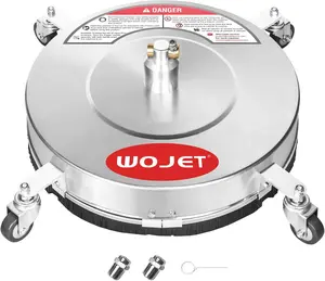 [Summervibes]WOJET 16" Stainless Steel Pressure Washer Surface Cleaner, Professional Grade Power Washer Surface Cleaner Attachment for Concrete Driveway, Patio, Deck, Sidewalk, Fits Gas & Electric Washers 4500 PSI