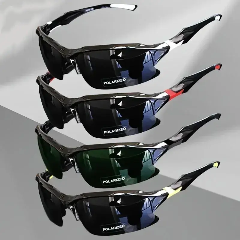 4-Pack Rimless Polarized Sunglasses for Men and Women, Lightweight Square Sports Eyewear with Windproof Design for Driving, Fishing, Outdoor Activities and Daily Wear