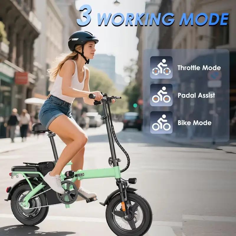 14” Folding Electric Bike 350W Motor 45 Miles Range Lightweight E-Bike Dual Disc Brakes UL Battery Urban Commuter Electric Bicycle | e-bike plegable bicicleta electrica urbana