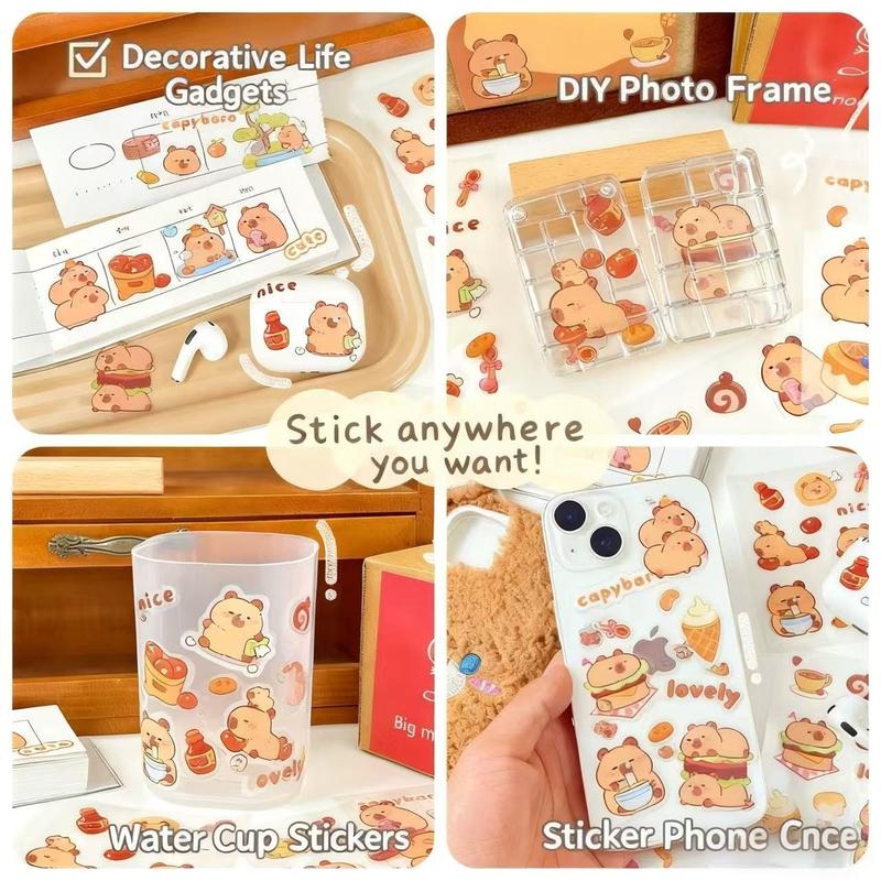 Capybara Stickers for Kids Girls Kawaii Panda Waterproof Cartoon Animal Stickers DIY Decorative Adhesive Sticker for Phone Case Stationery Party Gifts Original Design Kids' Valentine Exchanges scrapbooking  romance book sticker scrapbook supplies