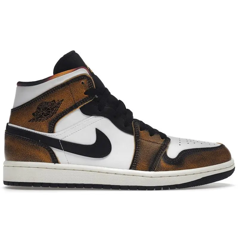 Jordan Men's 1 Mid SE Orange Wear Away Basketball Shoes, from StockX