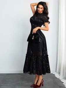 Women's Gothic Elegant Dark Mesh Dress, Two-Layer Skirt, Stylish and Luxurious, Perfect for Special Occasions