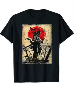 Cartoon Warrior Pattern T-shirt Men's Casual Stretch Round Neck 100% Pure Cotton Spring Summer Streetwear Graphic Cotton Printed Round Neck T-Shirt