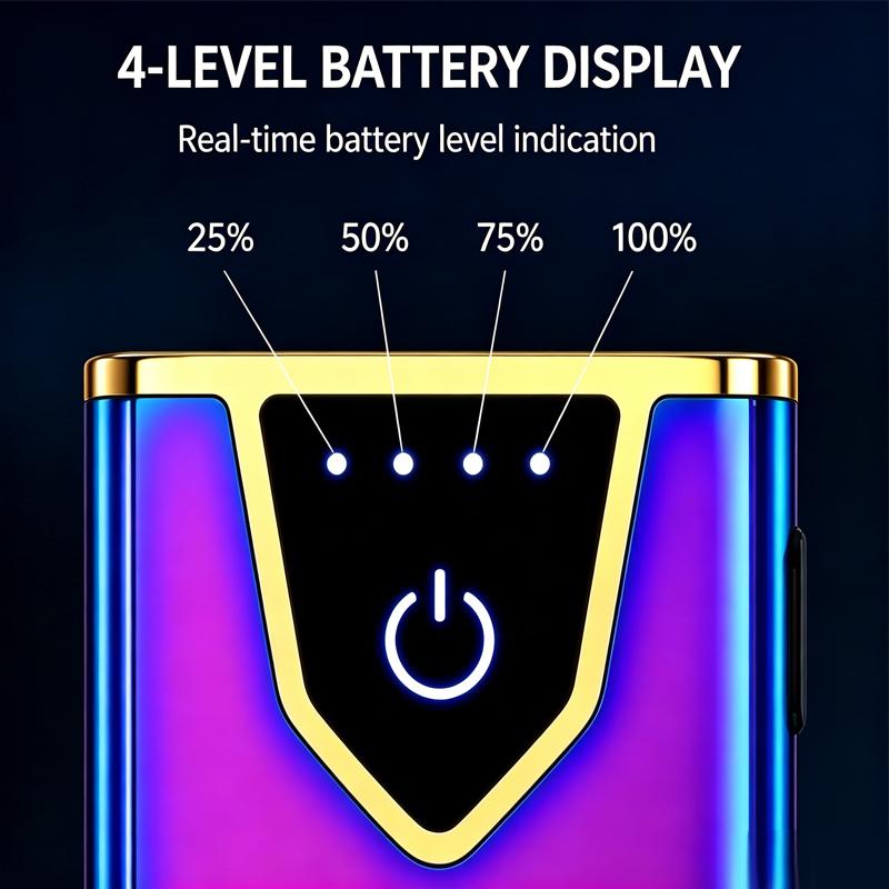 2-Pack Dazzling Dazzling USB Charge Electronic Cigarette Lighter, Windproof, Sleek Look, Sturdy Camping Gear Accessory for Candles, Aromatherapy, Ideal Gift for Boyfriend