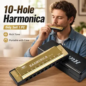 C Key 10-Hole Harmonicas, Diatonic Blues Harmonica with Case & Polishing Cloth, Blues Harp, for Blues Folk Jazz Pop, Musical Instruments, tone and sound accurate, loud,Mouth Organ, for Adult Beginners, using on stages, family, party,Gift Harmonica
