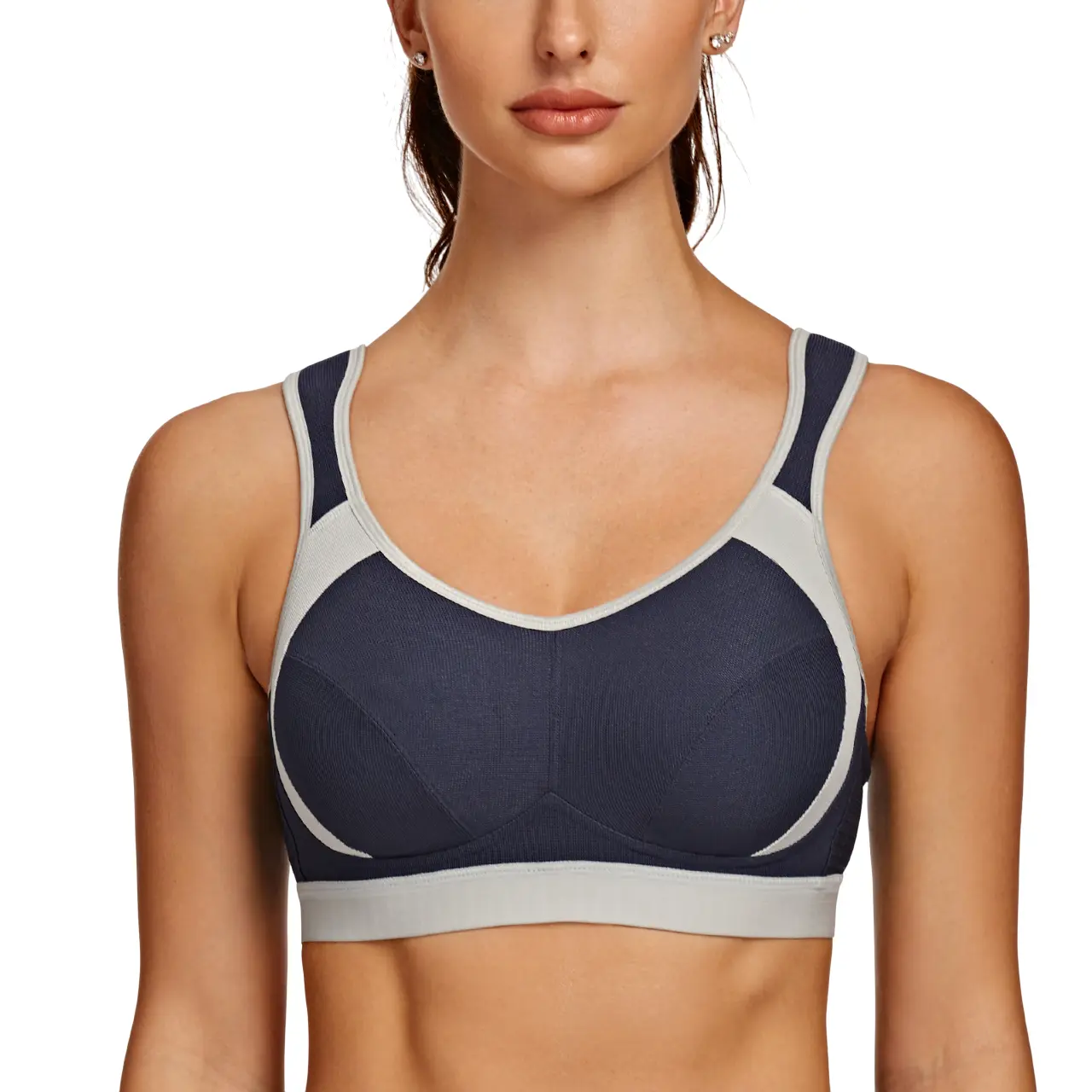 MELENECA Women's High-Impact Seamless Sports Bra - Foldable Polyamide Mix with Wire Free Support & Padded Straps, Adjustable Strap, Jersey Spandex, 36Dd, 40F