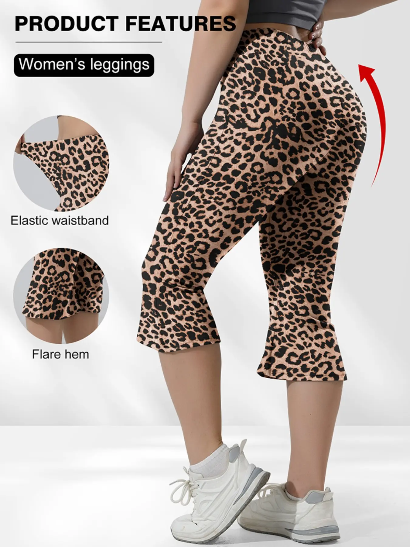 Women's High-Waisted Loose-Fit Leopard Capri Pants, Soft Fabric & Comfortable Design, Casual Elastic Waist, Ideal for Daily Wear & Casual, Casual Fashion Pants