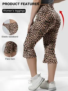 Women's High-Waisted Loose-Fit Leopard Capri Pants, Soft Fabric & Comfortable Design, Ideal for Daily Wear & Casual