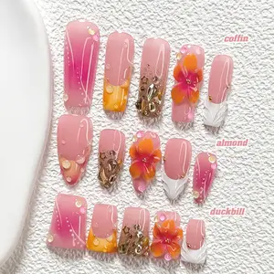 CuraTique Spring Collection | Tropic Bloom | 10-Piece Set100% Handmade Nail Stickers, 3D Gel Nails, Reusable NailArt | 2026 SpringNails | Holiday Nails | Perfect Nail Art forVacations | Birthday Party & Gift Ideas