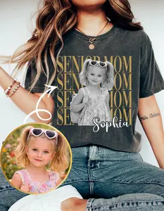 Custom Photo Senior Mom Shirt 2026, Personalized Class Of 2027 T-Shirt, Proud Senior Mom Gift, Senior Mom Graduation Shirts
