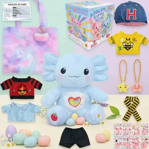 Easter large Axolotl gorgeous doll Plush Gift Set with 12 Pcs Clothes & Accessories, 13-Inch Stuffed animals Axolotl Toy, Cute Easter Gift for Girls Kids Ages 4-12
