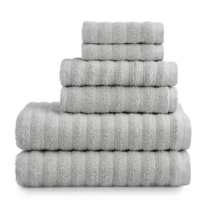 Mainstays Performance Textured Bath Towel 6-Piece Set, Soft Silver