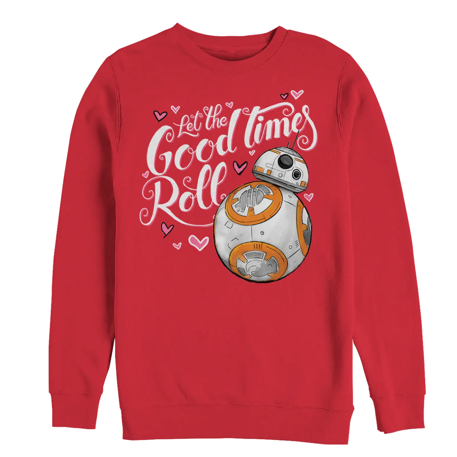 Men's Star Wars The Force Awakens Valentine BB-8 Good Times Roll Sweatshirt, Love, Sweaters