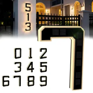 Solar Lighted House Numbers 9 Inch Waterproof LED Address Signs for Outside Modern House Numbers with Large Personalization Options,Decorate your door number, DIY personalisation.Modern Farmhouse Illuminated Sign Light Two Size Options