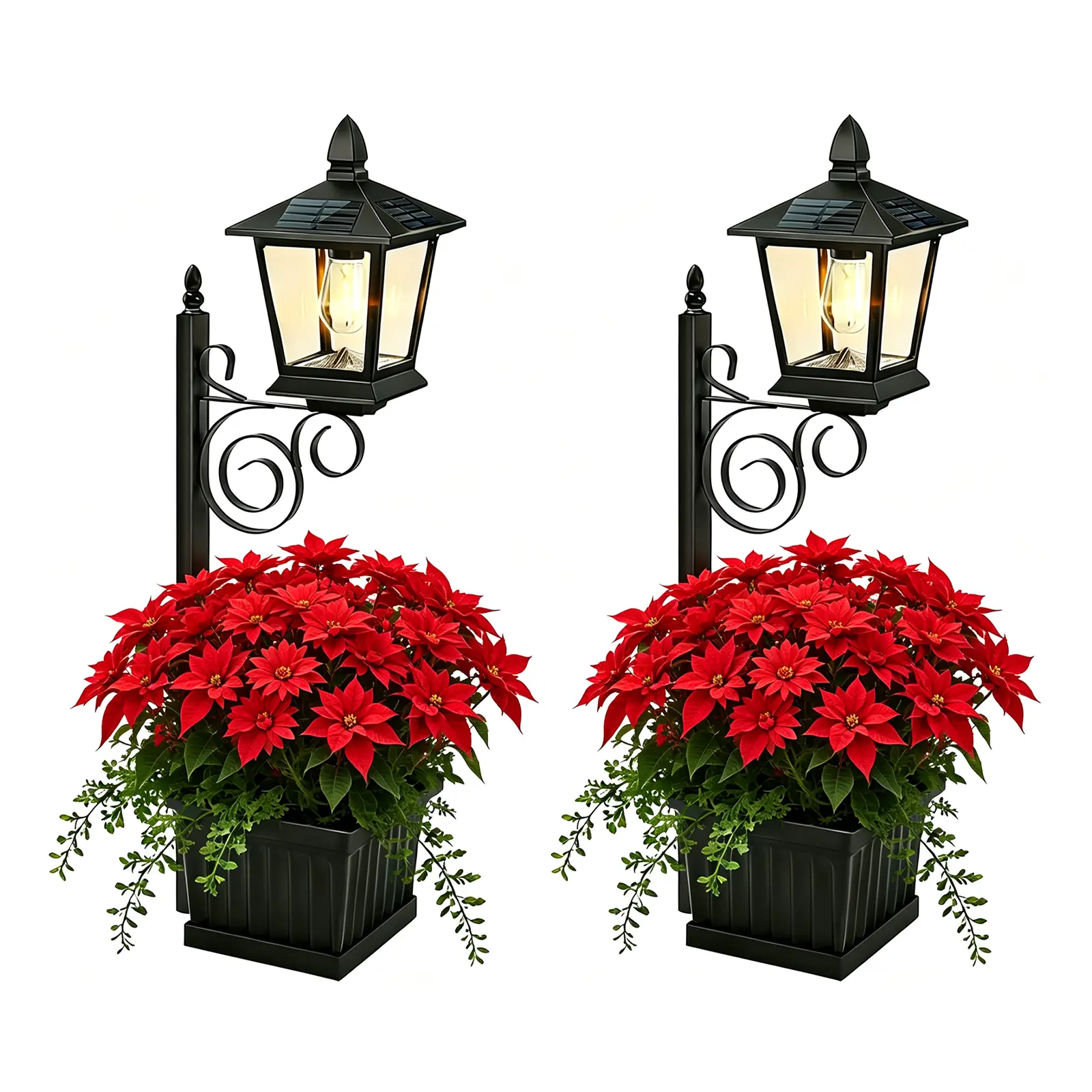 2pcs 2-in-1 Solar Pillar Light and Planter -  Wall-Mountable, Freestanding, Waterproof, Backyard Decor, Ideal, Solar-Lit Post Lights Functional And Decorative Versatile Placement solar pool lights, Halloween and Christmas decorations lights