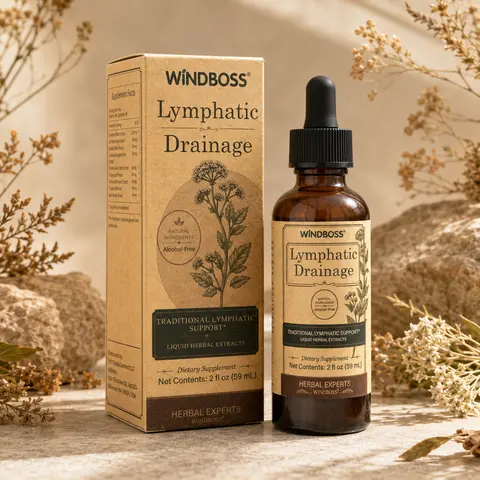WindBoss Lymphatic Drainage Drops for Daily Wellness, Herbal Liquid Supplement with Dandelion, Elderberry & Botanical Extracts, Alcohol-Free Formula