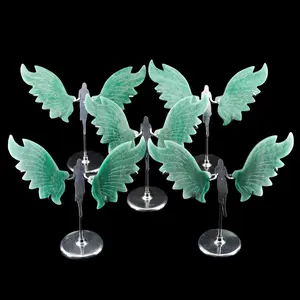 【Star Gate】1pc Handcrafted Green Aventurine Angel Wing Figurine Crystal Decor with Growth Vibes on Elegant Stands
