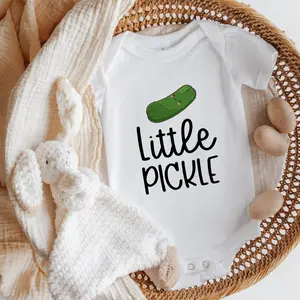 Little PICKLE Baby Bodysuit ,Funny Infant Bodysuits Cotton Jumpsuits Baby Boys Girls Rompers Baby Gift Baby Short Sleeves Onesie Clothes Letter Pattern Baby Outfit