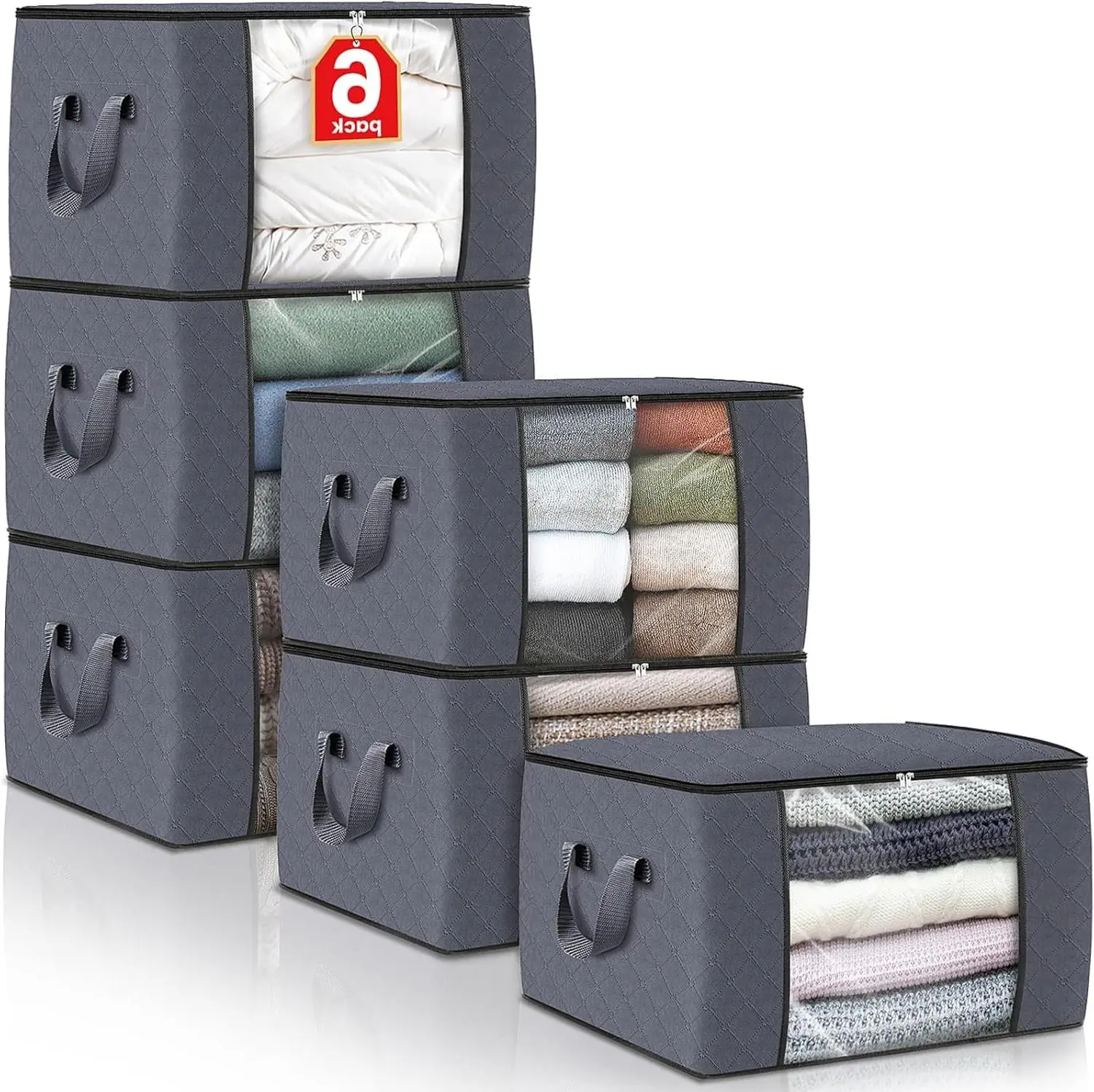 6pcs/12pcs Clothing Storage Bag with Foldable Thick Blanket for Organizing Clothes and Bedding Bags Organiser Cabinet Containers Pack Room