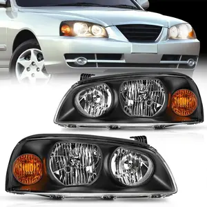 Nilight 2004 2005 2006 Hyundai Elantra Headlight Assembly Black Housing Amber Reflector