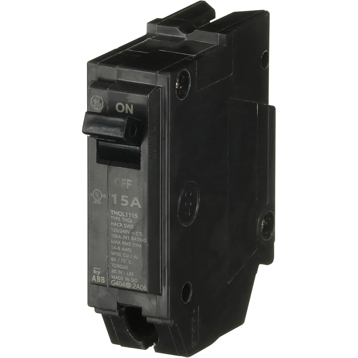 THQL1115 15-Amp 1P Q Line Plug-In Circuit Breaker - Industrial Thermal-Magnetic Compact Form Device, 10kA 240V Overload Trip Electrical Protection, Rectangular Single Unit for Home Improvement (15A Rating)