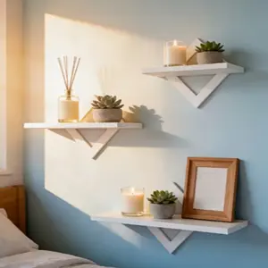 Geometric Diamond Wall Shelf Set, Modern Home Decor, Perfect for Small Plants, Aromatherapy, Picture Frames, Simple Fashion Design