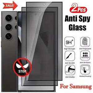 2Pcs Anti-peep Privacy Tempered Glass Screen Protector for Samsung Galaxy S22 S23 Ultra S20FE S21 Plus S10/S9 Plus S25/S24 Ultra
