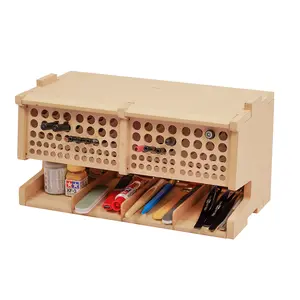 Wooden Model Kit Tool Storage Rack with 60 Holes, Brush/Paint Organizer with MDF Material, Craft Supplies Storage, Brush/Tool Holder, Suitable for Tamiya/Gundam Tools, GK6