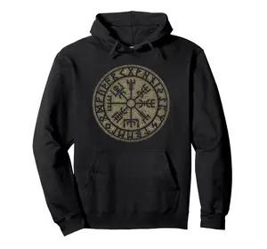 Vegvisir Viking Compass Runes Nordic Celtic Protection Pullover Hoodie