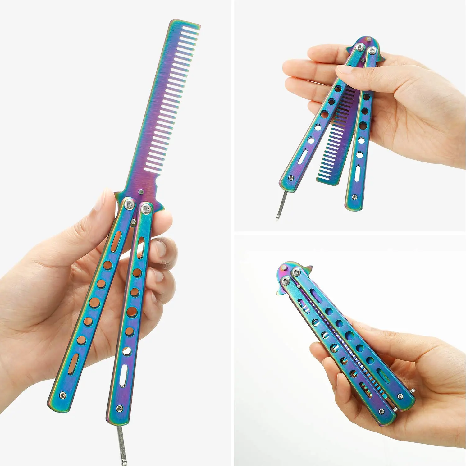 Foldable Comb with Multiple Functions - Rainbow Color Design for Versatile Use
