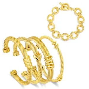 MYTYS Radiant Loop Bracelet Set - Symbolic Jewelry of Infinity Strength and Light - Trendy Stackable Bangles for Women - Gift for Any Occasion - Adjustable Open Bangle, Closed Bangle, Link Chain Bracelet