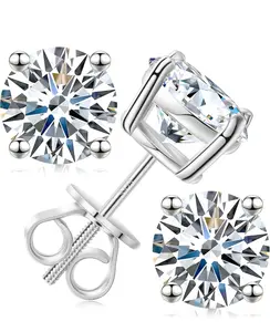 VVS1 Moissanite Stud Earrings  925 Sterling Silver Screw Back GRA certified Lab Created Stud Earring for Men Women