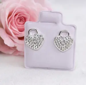 Aretes Corazon Candado CZ Plata 925 - 31mm